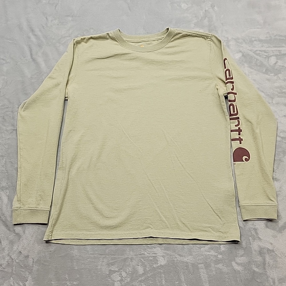 Carhartt Shirt Mens M Tan Original Fit Long Sleeve Sleeve Graphic Workwear